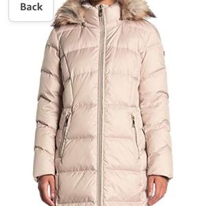 Calvin Klein winter puffer coat with faux fur hood